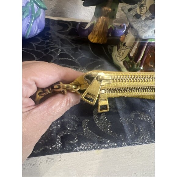 Fossil Leather Yellow Mustard Studded Wristlet Wallet - Picture 10 of 15